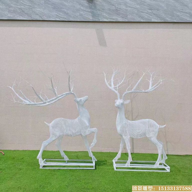 不锈钢丝编织镂空鹿雕塑 景区小鹿雕塑