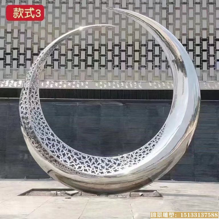不锈钢圆环雕塑 镜面效果圆环雕塑7
