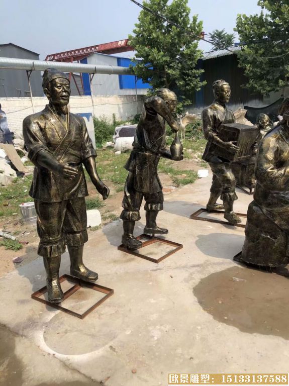 农耕文化玻璃钢仿铜人物雕塑 广东清远市案例3