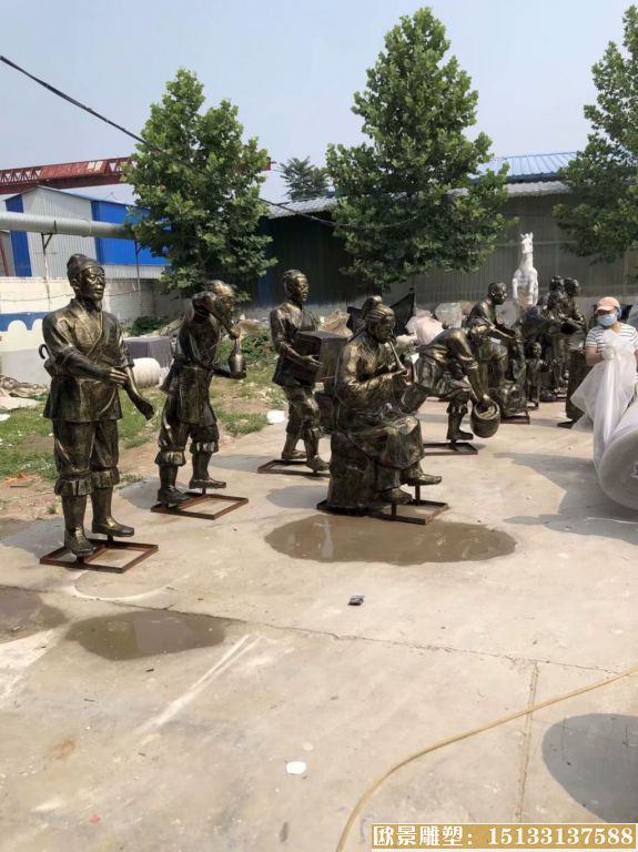 农耕文化玻璃钢仿铜人物雕塑 广东清远市案例5