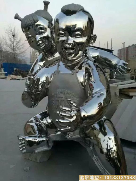 儿童雕塑 不锈钢镜面雕塑