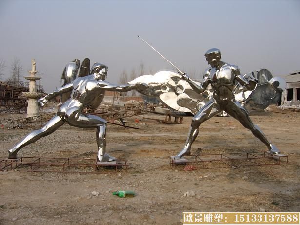 搏击人物不锈钢雕塑