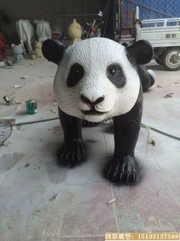 玻璃钢熊猫雕塑，仿真动物雕塑1