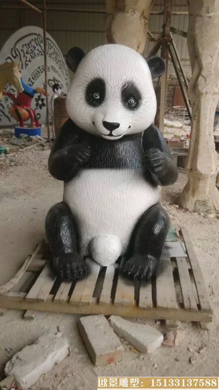 玻璃钢熊猫雕塑，仿真动物雕塑6