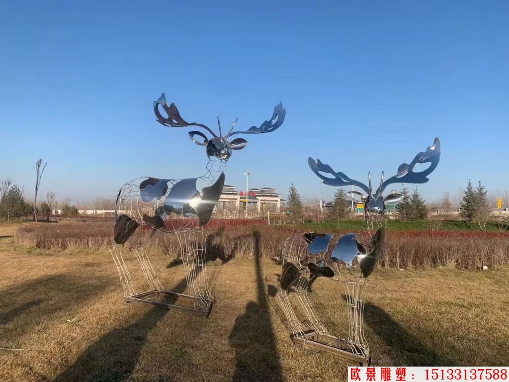 不锈钢艺术造型鹿雕塑 镜面工艺
