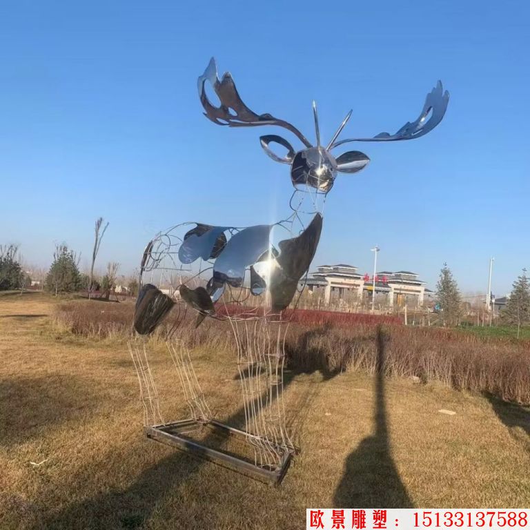 不锈钢艺术造型鹿雕塑 镜面工艺3