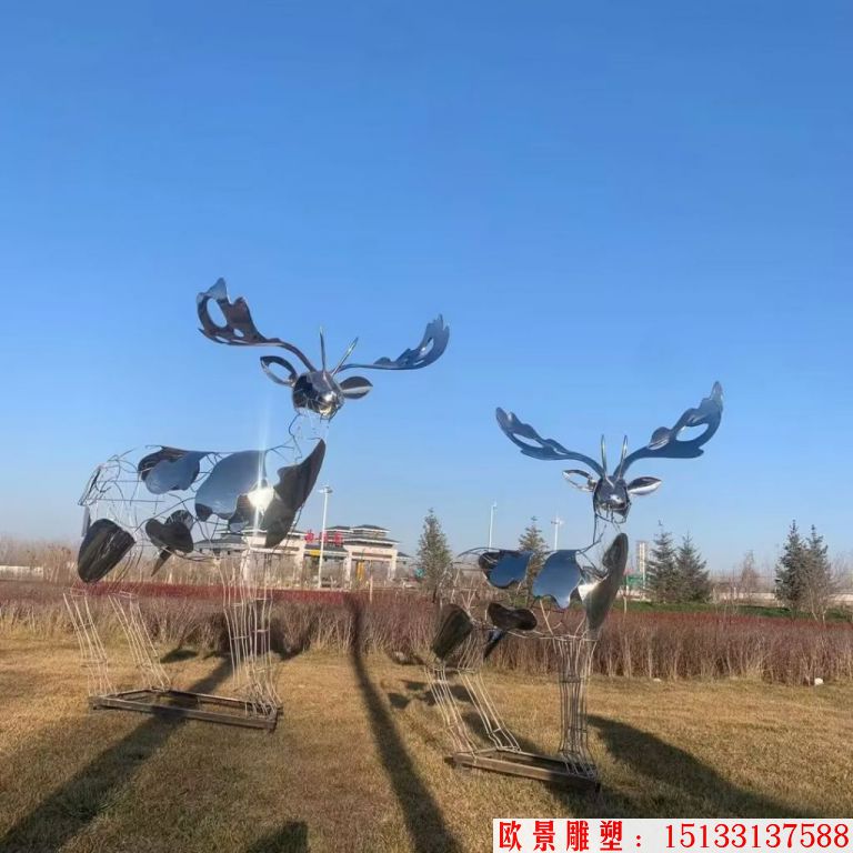 不锈钢艺术造型鹿雕塑 镜面工艺5