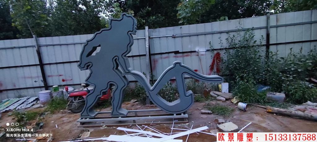 农耕剪影雕塑，铁艺剪影5