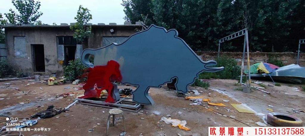 农耕剪影雕塑，铁艺剪影2