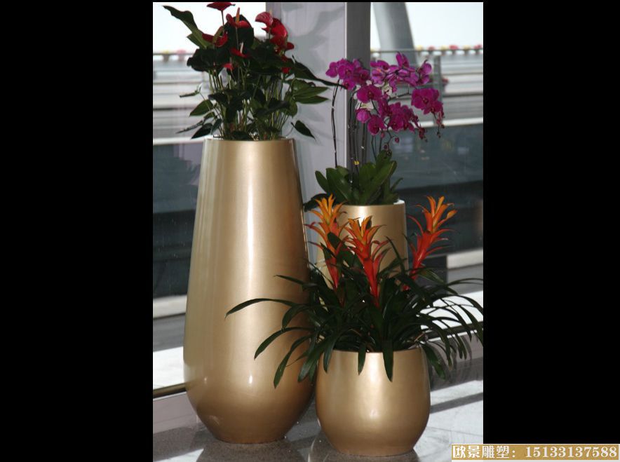 玻璃钢花瓶摆件 景观玻璃钢雕塑